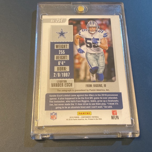 2018 Leighton Vander Esch Signed Panini Contenders Rookie Ticket - Picture 2 of 2